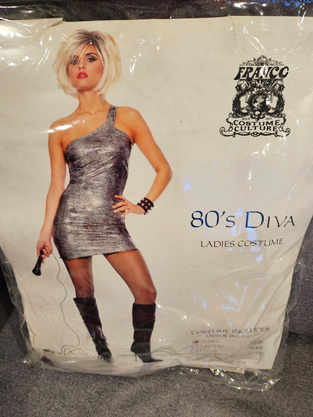 80's Diva One-Shoulder Silver Dress. HALLOWEEN
